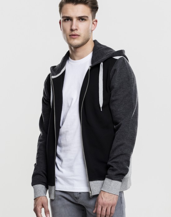 Мъжки суичър с цип в три цвята Urban Classics black/grey/charcoal, Мъже - Lit.bg Мъжки суичър с цип в три цвята Urban Classics black/grey/charcoal, Мъже - Lit.bg