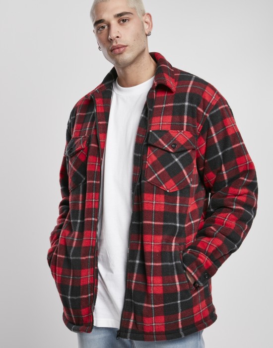 Мъжко карирано яке в червено Urban Classics Plaid Teddy Lined, Якета Пролет / Есен - Lit.bg Мъжко карирано яке в червено Urban Classics Plaid Teddy Lined, Мъже - Lit.bg