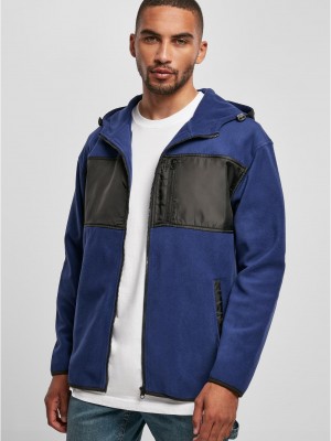 Мъжко поларено яке с качулка в син цвят Urban Classics Fleece Jacket