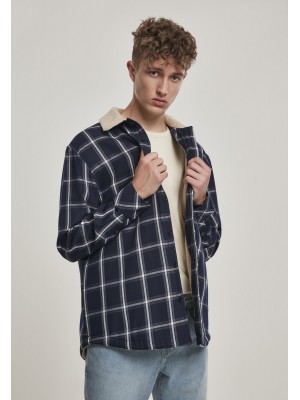 Мъжко тънко яке Urban Classics Sherpa Lined Shirt в тъмносин цвят