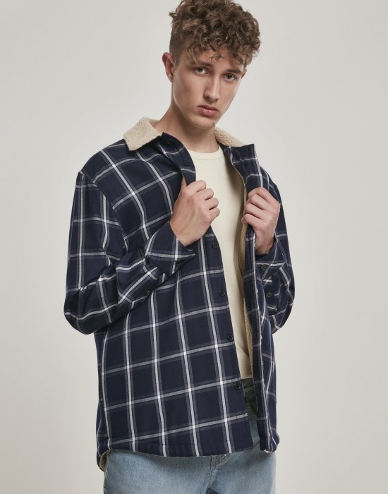 Мъжко тънко яке Urban Classics Sherpa Lined Shirt в тъмносин цвят, Мъже - Lit.bg Мъжко тънко яке Urban Classics Sherpa Lined Shirt в тъмносин цвят, Мъже - Lit.bg