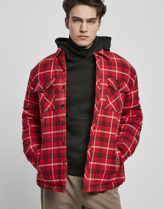 Мъжко яке в червено каре Urban Classics Plaid Quilted Shirt Jacket, Якета Пролет / Есен - Lit.bg Мъжко яке в червено каре Urban Classics Plaid Quilted Shirt Jacket, Мъже - Lit.bg