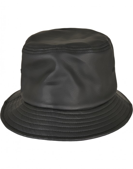 Шапка идиотка имитираща кожа в черен цвят Imitation Leather Bucket Hat, Аксесоари - Lit.bg