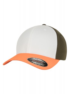 Шапка с козирка 3 Tone Flexfit neonorange/white/olive