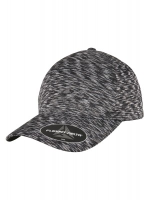 Шапка с козирка в черен меланж FLEXFIT DELTA UNIPANEL CAP melange black 