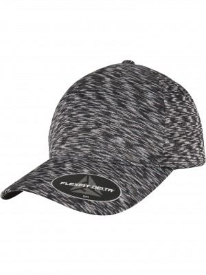 Шапка с козирка в черен меланж FLEXFIT DELTA UNIPANEL CAP melange black 