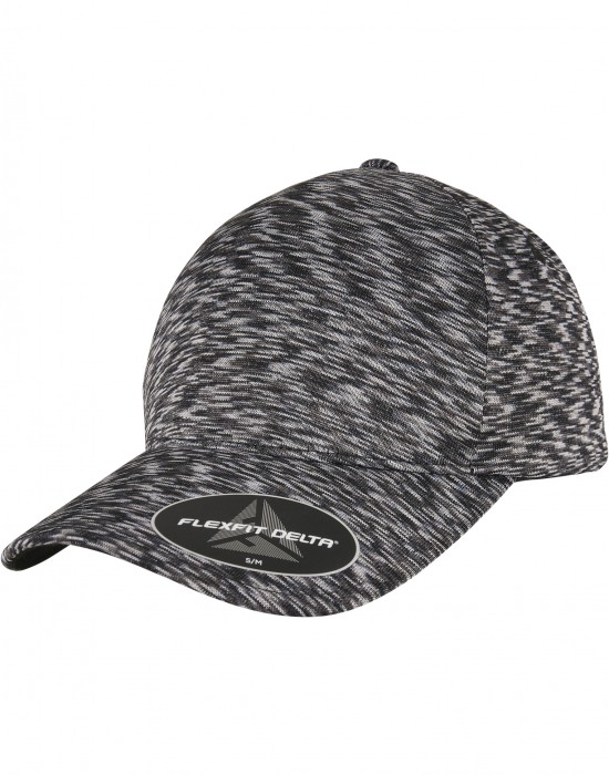 Шапка с козирка в черен меланж FLEXFIT DELTA UNIPANEL CAP melange black, Аксесоари - Lit.bg