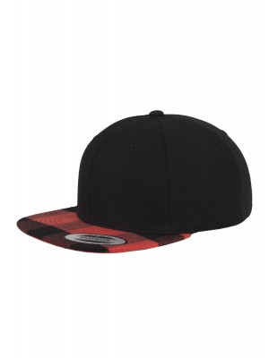 Шапка с козирка в черно Checked Flanell Peak Snapback