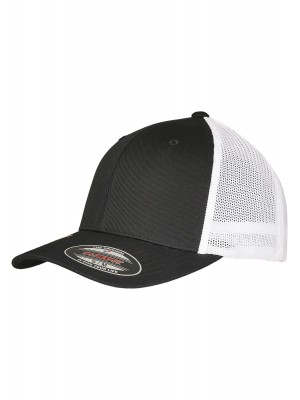 Шапка с козирка в черно и бяло Flexfit Trucker Recycled Mesh