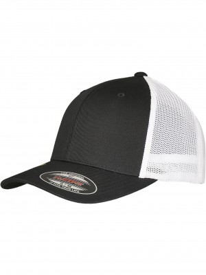 Шапка с козирка в черно и бяло Flexfit Trucker Recycled Mesh