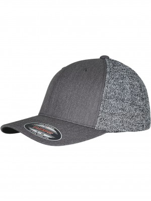 Шапка с козирка в черно и сиво  Flexfit Trucker Melange Mesh 