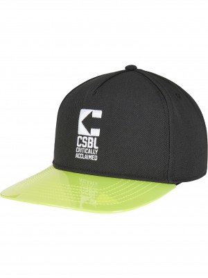 Шапка с козирка в черно и зелено C&S CSBL Critically Acclaimed Cap black/volt