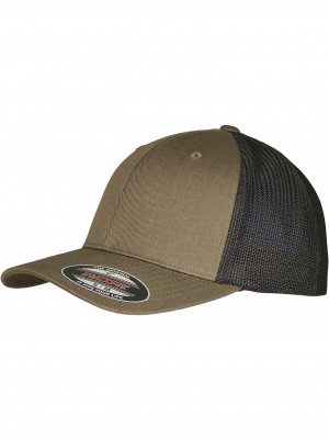 Шапка с козирка в масленозен цвят Flexfit Trucker Recycled Mesh