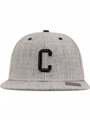 Шапка с козирка в сив и черен цвят Letter Snapback C 