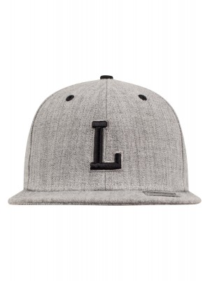 Шапка с козирка в сив и черен цвят Letter Snapback L 