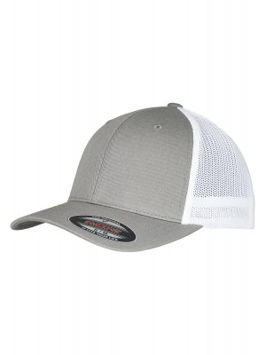 Шапка с козирка в сиво и бяло Flexfit Trucker Recycled Mesh 