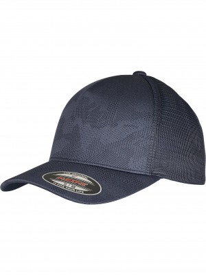 Шапка с козирка в тъмносиньо Flexfit Jaquard Camo Cap 