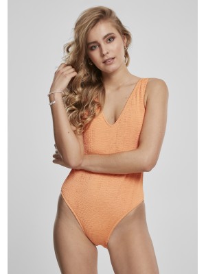 Цял бански костюм в оранжев цвят Urban Classics Ladies Crinkle High Leg Swimsuit