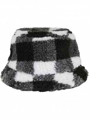 Зимна шапка идиотка в бяло и черно Sherpa Check Bucket Hat 