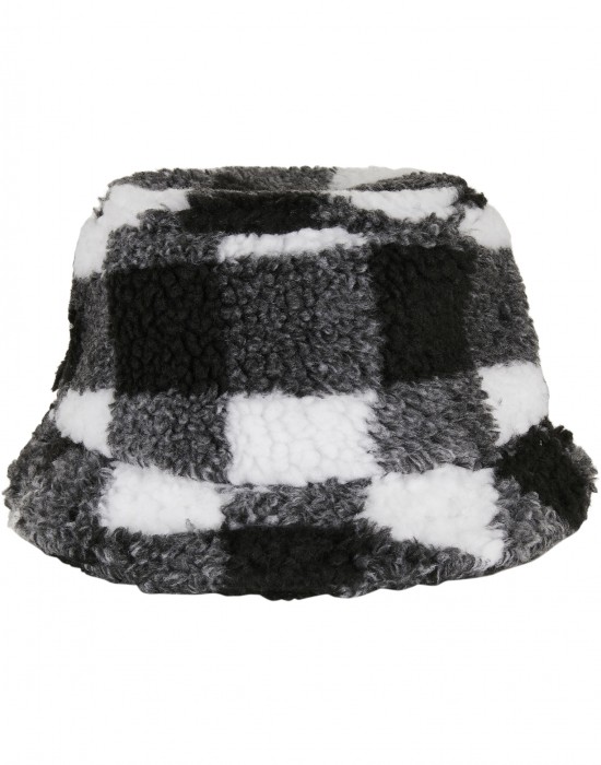 Зимна шапка идиотка в бяло и черно Sherpa Check Bucket Hat, Аксесоари - Lit.bg