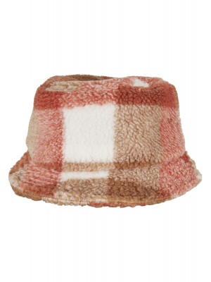 Зимна шапка идиотка в бяло и кафяво Sherpa Check Bucket Hat 